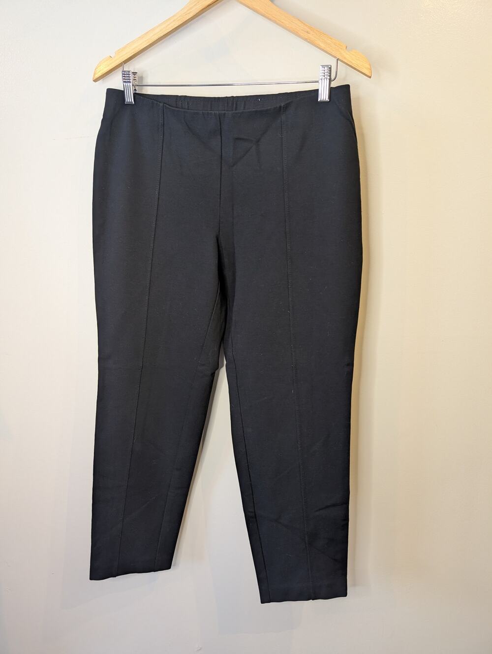 J.Jill Black Slim Leg Pull-On Pants Stretch Elastic Waist Medium Petite Office